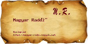 Magyar Radó névjegykártya